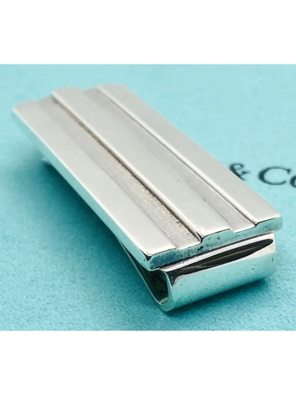 Tiffany & Co Sterling Silver 925 1995 Atlas Groove Money Clip 48.5 x18.3mm